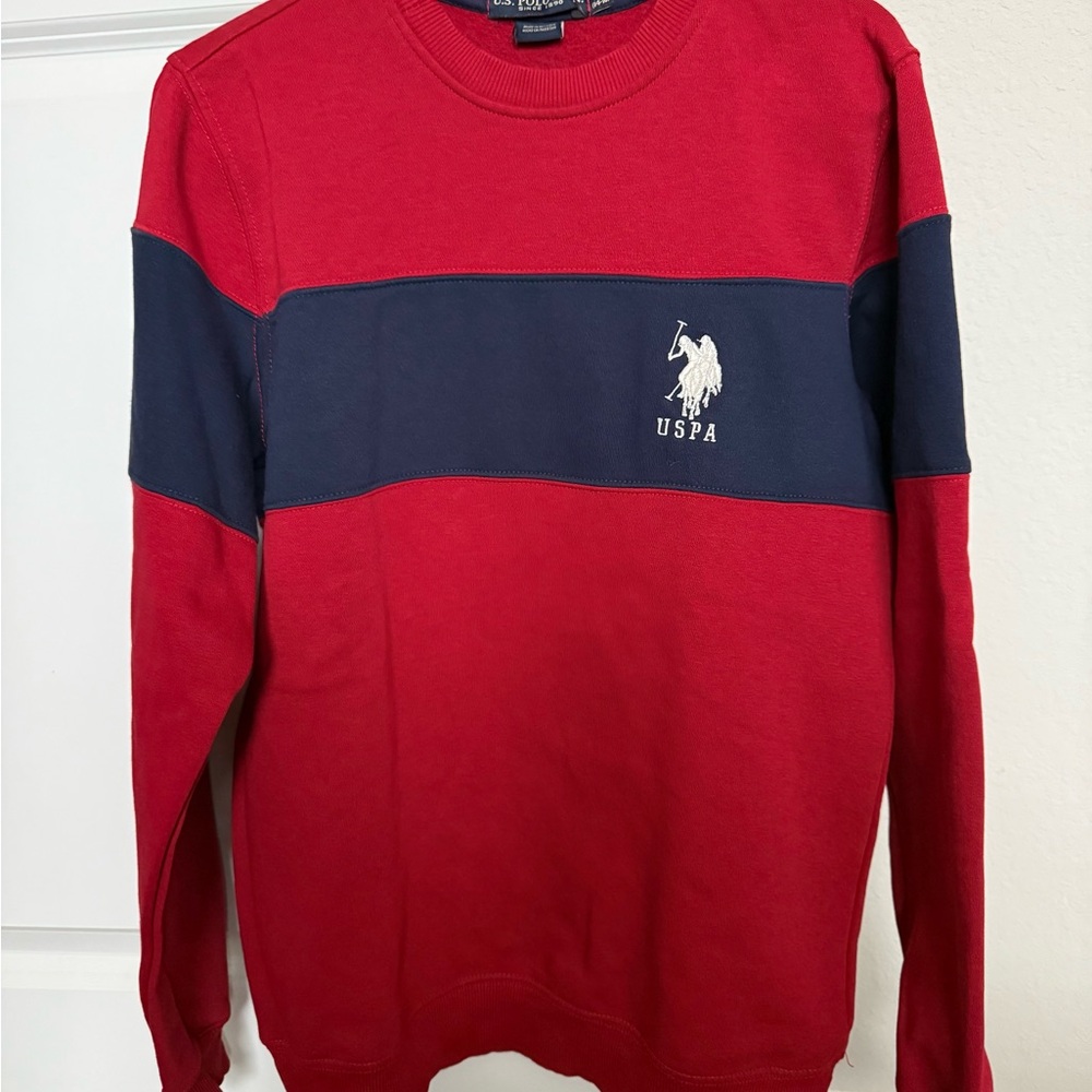 U.S. Polo Assn. Red and Navy Crewneck Sweater